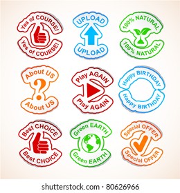 Color set of 9 vector stickers.
