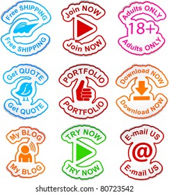 Color set of 9 vector stickers.