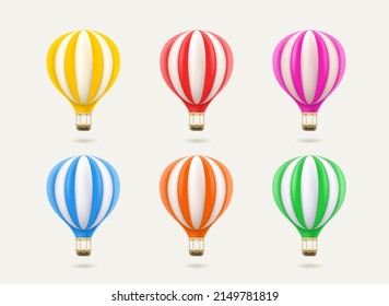 Color set of air balloons isolated on white background. 3d vector illustration