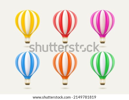 Color set of air balloons isolated on white background. 3d vector illustration