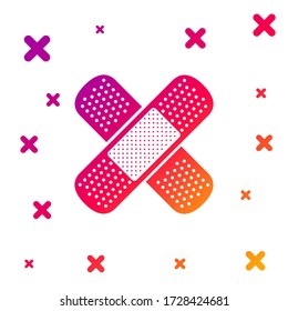 Color Set Bandage plaster icon isolated on white background. Medical plaster, adhesive bandage, flexible fabric bandage. Gradient random dynamic shapes. Vector Illustration