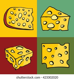 Color set of cheese. Vector illustration