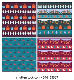 color set of childish xmas patterns 