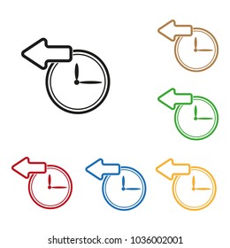 Color set of clock icon with arrow.