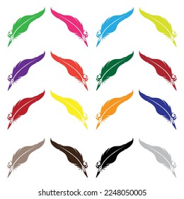 Color set feather vector art.