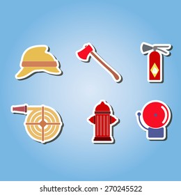 color set  with firefighter flat icons for your design