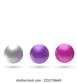 Color set glossy bubbles. Background with realistic 3d balls. Abstract minimal design. Vector illustration