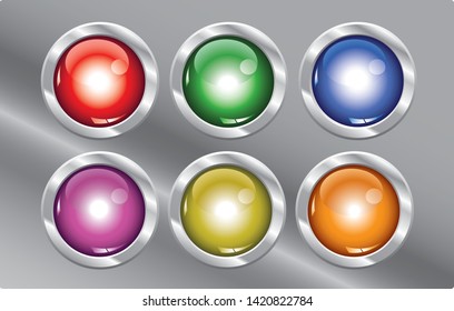 Color set of glossy buttons or light indicators
