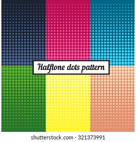 Color set of halftone retro background. Vector pop art illustration