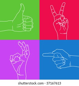 Color set of hand gestures.