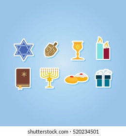 color set with hanukkah symbol icons for your design