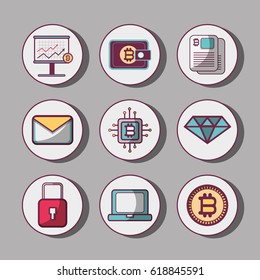 color set icon bitcoin money currency