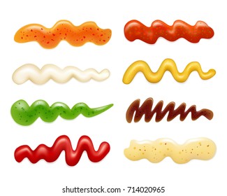 Color set icons depicting strips of different sauce. Vector image