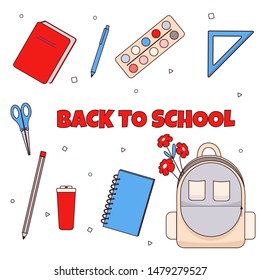 Color set of line icons Back to school vector image