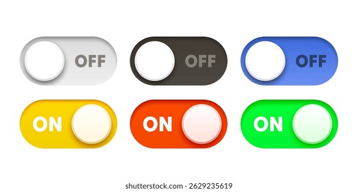 Color set On off switch button ui isolated white background. Vector illustration