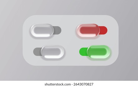 Conjunto de cores Ativar botão Desativar ui fundo branco isolado. Ilustração vetorial
