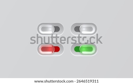Color set On off switch button ui isolated white background. Vector illustration