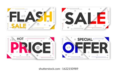 Color set Sale banner. layout, price tag, badge, poster. Modern design with shadow. Vector illustration.