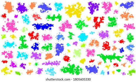 Color Set Spray Collection Different Paint Splatter And Blob Splash Blot Element With Different Shapes Vector Object Brush Design Style