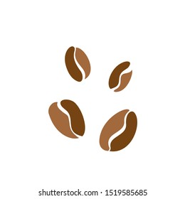 Color set of stylized coffee beans. Hand drawn style. Vector illustration. Isolated on white.