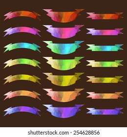 Color Set Web Ribbons, Isolated On brown Background, Vector Illustration