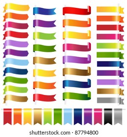 Color Set Web Ribbons, Isolated On White Background, Vector Illustration