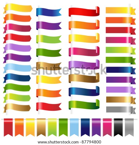 Color Set Web Ribbons, Isolated On White Background, Vector Illustration