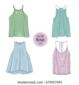 Color set of woman casual clothes
