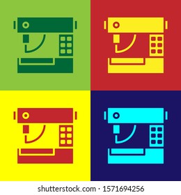 Color Sewing machine icon isolated on color background.  Vector Illustration