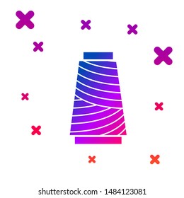 Color Sewing thread on spool icon isolated on white background. Yarn spool. Thread bobbin. Gradient random dynamic shapes. Vector Illustration