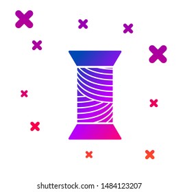 Color Sewing thread on spool icon isolated on white background. Yarn spool. Thread bobbin. Gradient random dynamic shapes. Vector Illustration