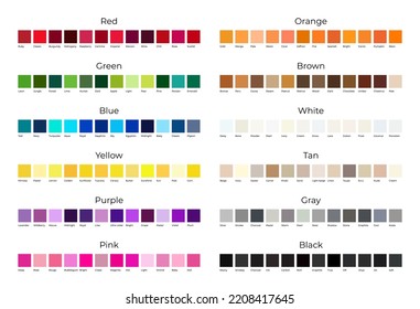 Color Shades for Every Colors Palette Isolated on White Background Immagine vettoriale stock