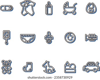 color shadow child care baby products illustration icon set blue