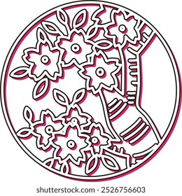 Color shadow circular simple hanafuda Yayoi cherry blossom March cherry blossom dregs