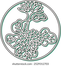 Color shadow circular simple hanafuda Nagatsuki chrysanthemum September chrysanthemum dregs