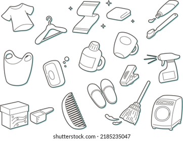 Color shadow everyday goods icon set