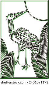 Color Shadow Hanafuda Mutsuki Pine Crane January Pine and Crane