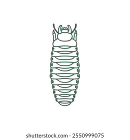 Larva de ícone de item único de inseto de sombra de cor