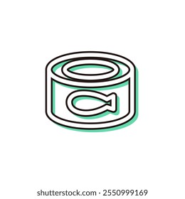 Color shadow single item icon of items necessary for disaster prevention Canned food