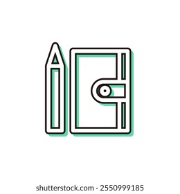 Color sombra icono de un solo elemento de elementos necesarios para la prevención de desastres Memo pad pen