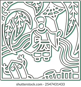 Color shadow square Hanafuda icon Shimotsuki Tochi November Michikaze Ono Tochi and Michikaze Ono
