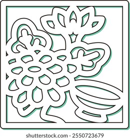 Color shadow square mini hanafuda icon Nagatsuki chrysanthemum cup September chrysanthemum cup