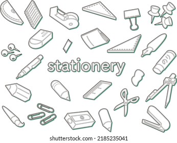 Color shadow stationery icon set (no background)