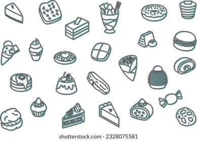 Color shadow sweets wallpaper illustration icon set light blue