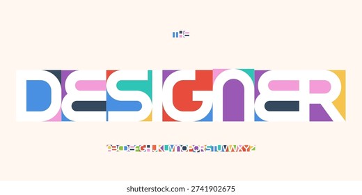 Color Shape Font Logo Alphabet Bauhaus Letter Set Modern Typography, Creative Typographic Design for Title Text, Typo Poster Headline, Type Symbol Logotype, Colors Fonts. Vector Typeface