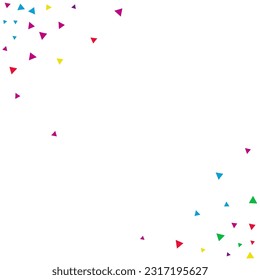 Color Shapes Fun Vector White Background. Top Geometric Texture. Decoration Confetti Illustration. Happy Triangle Celebration Postcard.