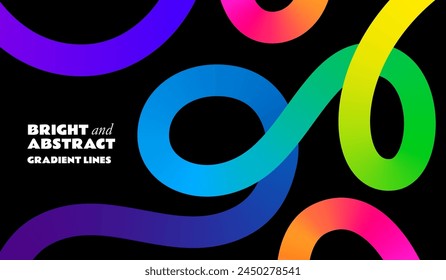 Color Shapes with Rainbow Gradient. Abstract Modern Fluid Waves. Vector Background with Color Dynamic Ribbon. Flowing Spiral Strokes. Colorful Line Art Stock-vektor
