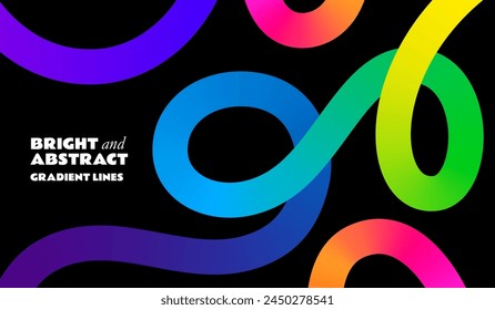 Color Shapes with Rainbow Gradient. Abstract Modern Fluid Waves. Vector Background with Color Dynamic Ribbon. Flowing Spiral Strokes. Colorful Line Art