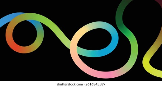 Color Shapes with Rainbow Gradient. Abstract Modern Fluid Waves. Vector Background with Color Dynamic Ribbon.