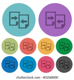 Color share documents flat icon set on round background.